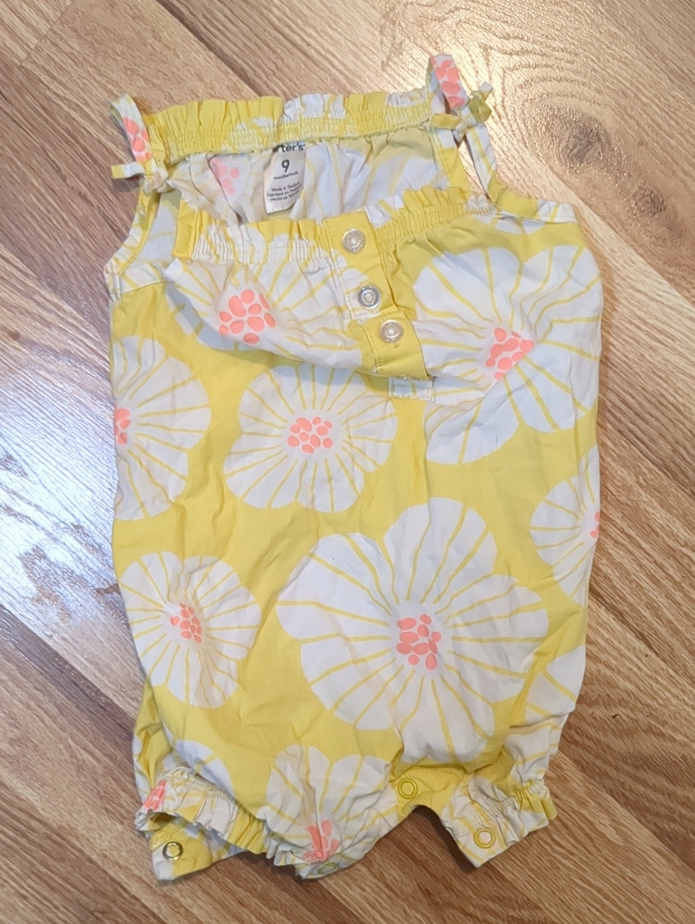 Carter's Yellow Floral Sleeveless Baby Romper